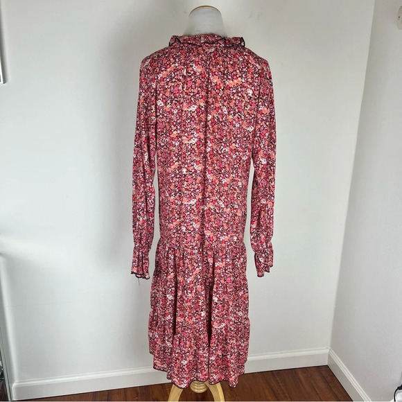 Anthropologie OPT Floral Long Sleeve Printed Boho Midi Dress Size XS - Picture 4 of 6